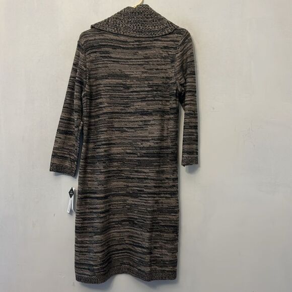 Studio One brown black long sleeve turtleneck sweater dress Size L New - Picture 6 of 10